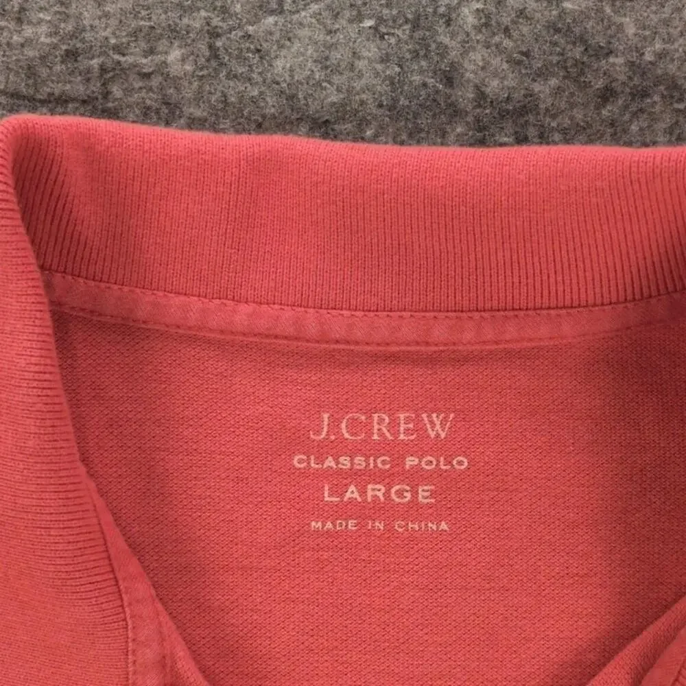 J.Crew Polo Shirt Mens Large Pink Classic Knit Cotton Short Sleeve Casual